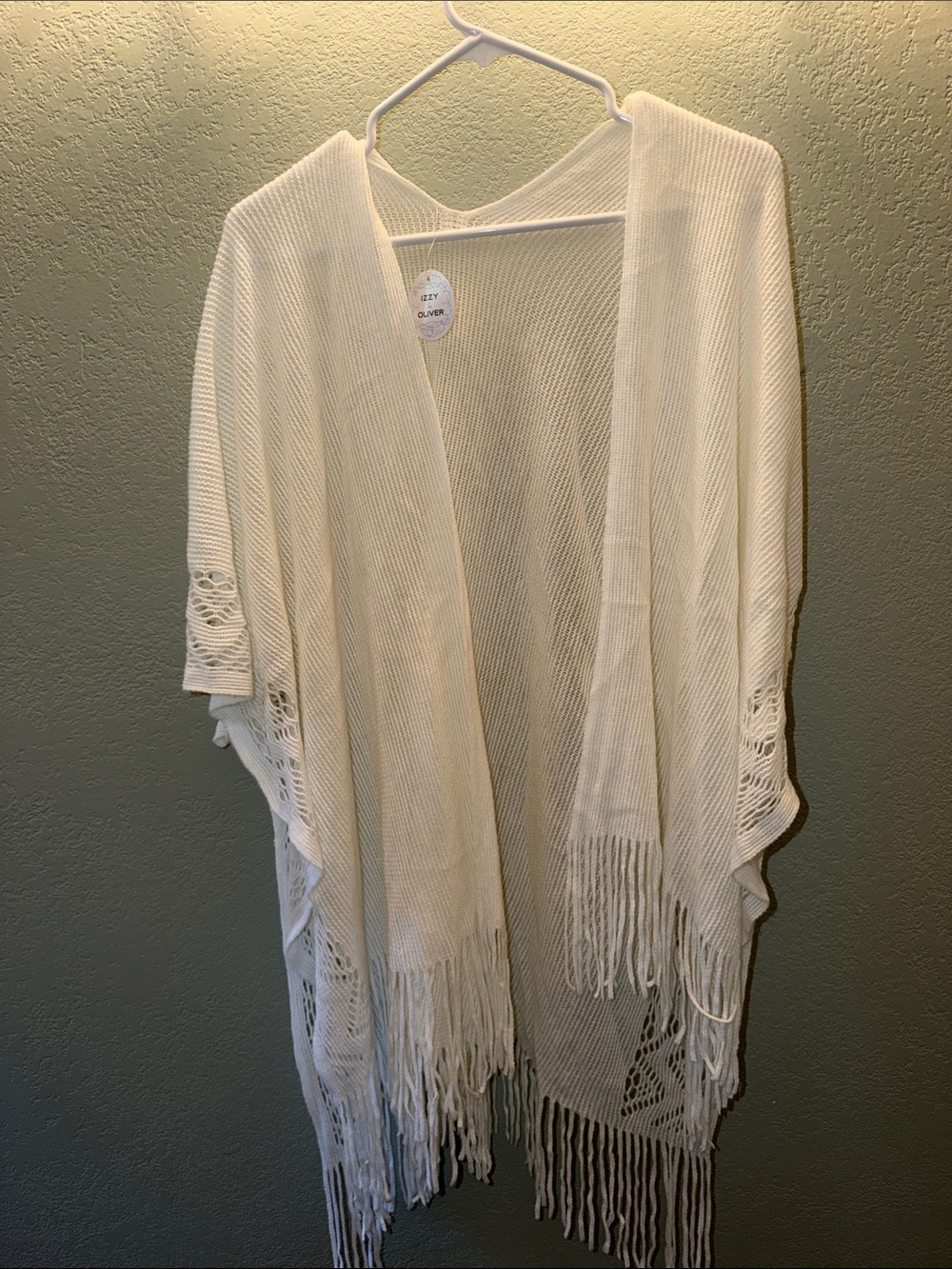 Lightweight Ivory Fringe Knit Shawl - Olive & Oak